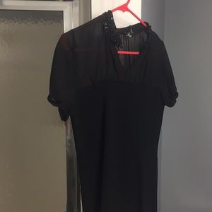 Black sheer shoulder dress top